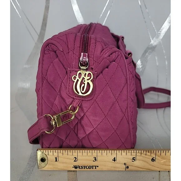 Vera Bradley Pink Quilted Duffel Shoulder Bag Purse Travel Tote Hawthorn Handbag - Picture 11 of 15